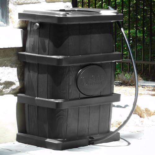 Image of FCMP Outdoor Slim Line Design Rain Barrel, 45 Gallon, Black