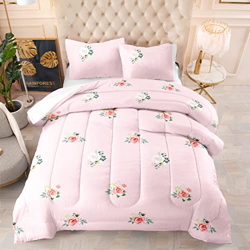 Relleno Nordico Cama 180 Floral Azul Púrpura Relleno Nordico 4 Estaciones Cómodo Transpirable Duvet con Fundas de Almohada Edredon Cama 180 Suave Lavable Edredón Nórdico 228x228 cm