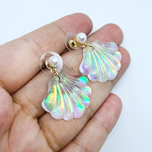 1 Pair Color Change Pearls Sea Shell Stud Earrings Beach Jewelry Gifts For Women For Halloween Party #TOP4