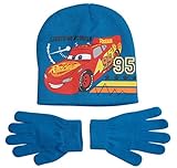 Angenehm zu Tragen Disney Cars 3 Mütze und Handschuhe Jungen Lightning McQueen (Blau, 4-7 Jahre)