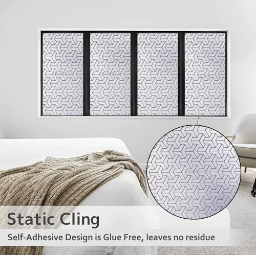 Image of HOME13 Privacy Frosted Glass Window Film Vinyl Decorative Self Adhesive Heat Blocking Glass Door Window Film for Home, Office (12x38 Inch)