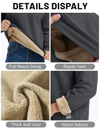 MAGCOMSEN Mens Sherpa Fleece Lined Sweatshirts Winter Thermal for Men Basic Warm Fuzzy Soft Crewneck Cozy Pullover3