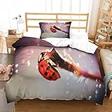  BEDDING Juego De Sábanas Y Ladybug Fundas Nórdicas Impresas En 3D,Microfibra Suave,Fundas De Almohada,Cute Bugs Cubierta De Edredón Cremallera Oculta,Adecuado Para La Decoración De La Habitación Singl
