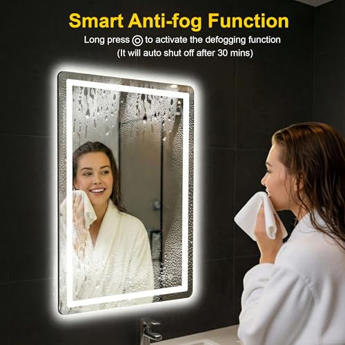 Image of LED Bathroom Mirror with Lights, 24 inchx36 inch Lighted Vanity Mirror for Wall