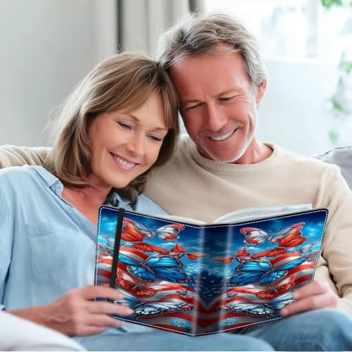 Image of Photo Album 4x6 120 Photos with Strong Elastic Band, American Butterflies | Large Capacity Premium Leather Picture Album, Portable Wallet Albums Photo Book for Family Anniversaries Wedding Baby