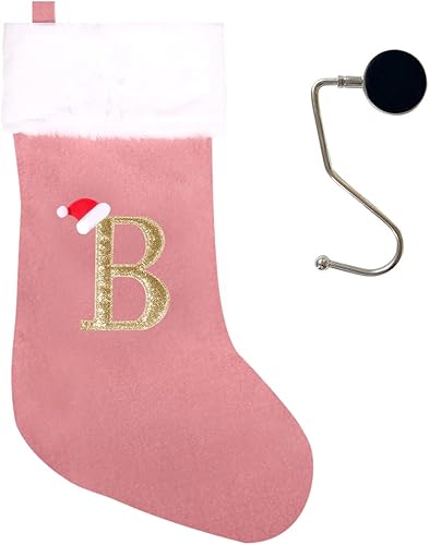 Vista 126 de Medias de Navidad con monograma de 20 pulgadas con letras, medias de Navidad súper suaves, medias grandes con monograma, medias de letras rojas