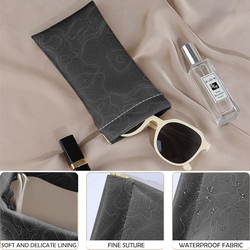 Image of 2 PCS Glasses Eyeglass Sunglasses Case Pouch Soft PU Leather Cute Aesthetic with Cleaning Cloth for Boys Men Man