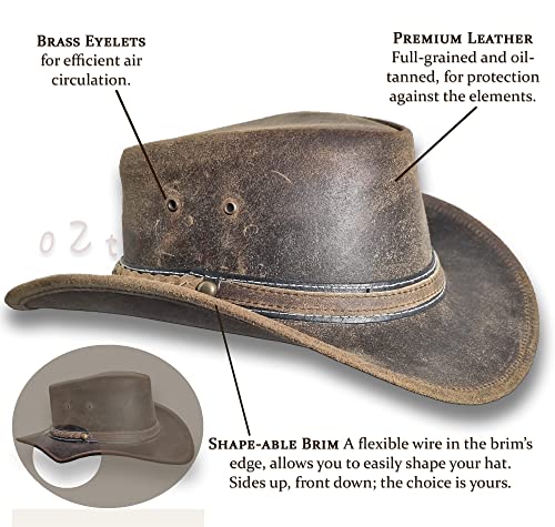 Oztrala HAT Leather Australian Oiled Outback Aussie Western Cowboy Men Women Bushman HL31