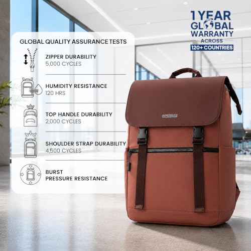 Image of American Tourister City Edge Laptop Backpack | 15.6 Inch Laptop Bag | Front Flap Design | Smart Trolley Sleeve | College & Office Use | Men & Women | Internal Organizer | 1 Year Warranty
