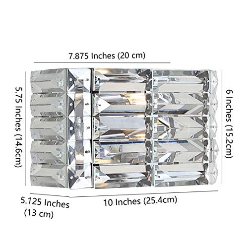 Image of JONATHAN Y 10 inch Chrome Modern Crystal Vanity Light, LED Bathroom Wall Sconce, 1-Light Fixture for Mirror, Glam Lighting with Clear Crystal Shade, Art Deco Makeup Wall Lamp JYL7538A