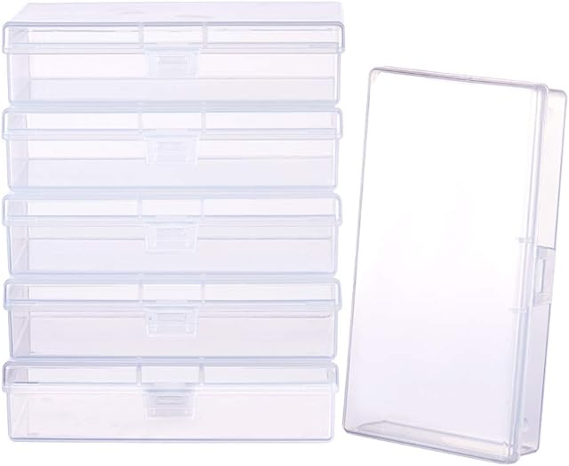 BENECREAT 6 Pack Rectangle Clear Plastic Bead Storage Containers Box Case with Flip-Up Lids for Small Items, Pills, Herbs, Tiny Bead, Jewerlry Findings - 5.2 x 3 x 1.18 Inches (13.2 x 7.7 x 3cm)