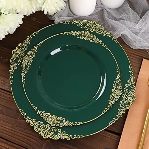 Efavormart 25 Pack 7" Hunter Emerald Green/Gold Hexagon