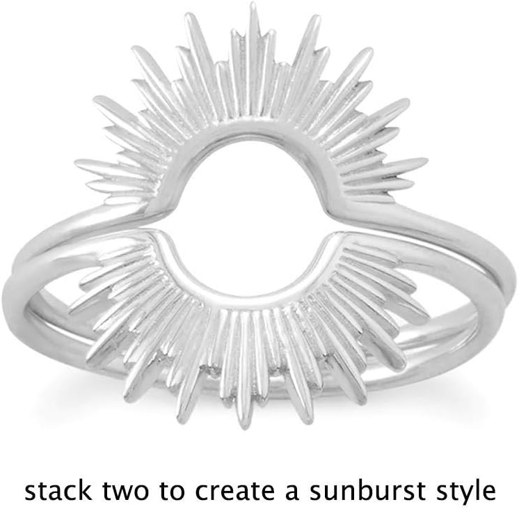 IVY & BAUBLE 14K Gold Plated Sterling Silver Sunburst Rings | Stackable or Pairable Cocktail Ring for Women