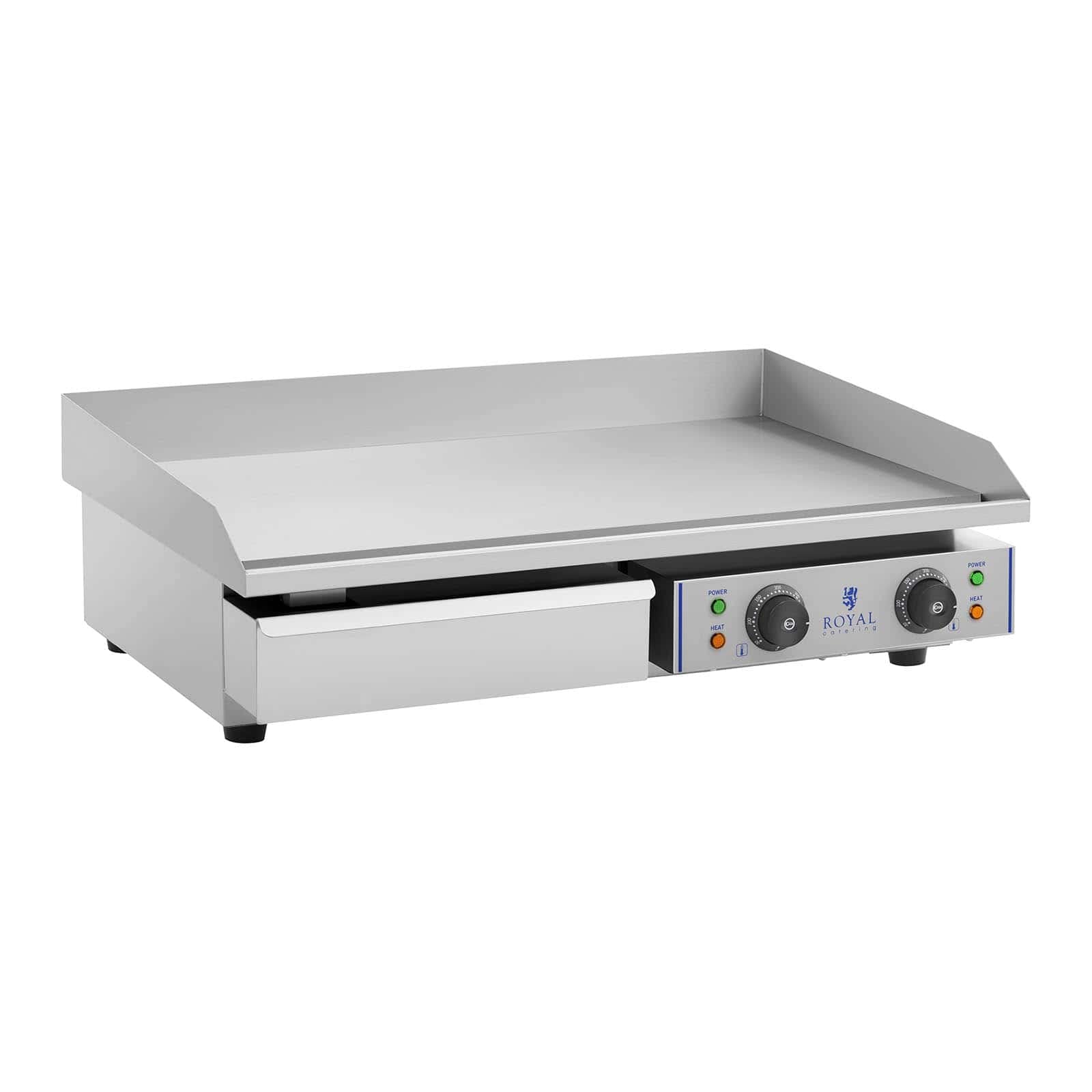 Royal Catering RCEG-75 Elektro-Grillplatte 2 x 2.200 W 72,5 cm breit Spritzschutz Grillplatte Griddleplatte Bräter Bratplatte Griddle Elektrogrill