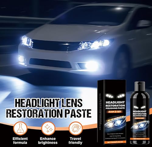 Pasta de pulido de extracción de manchas de los faros, kit profesional de pulido de limpieza de faros del vehículo, Cleaner de esmalte de faros anti-amarillo para la claridad de las luces (1, Clear) - imagen 2