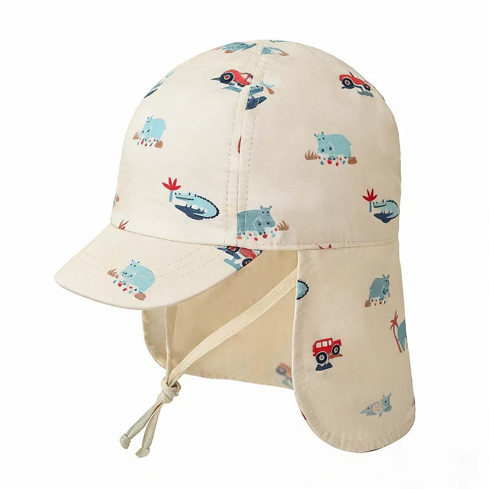 Gifts Treat Baby Kinder Sonnenhut, Baumwolle Hut für Baby Jungen Mädchen Winddicht Hut in Cartoon-Muster, Baby Sonnenhut mit Halsschutz