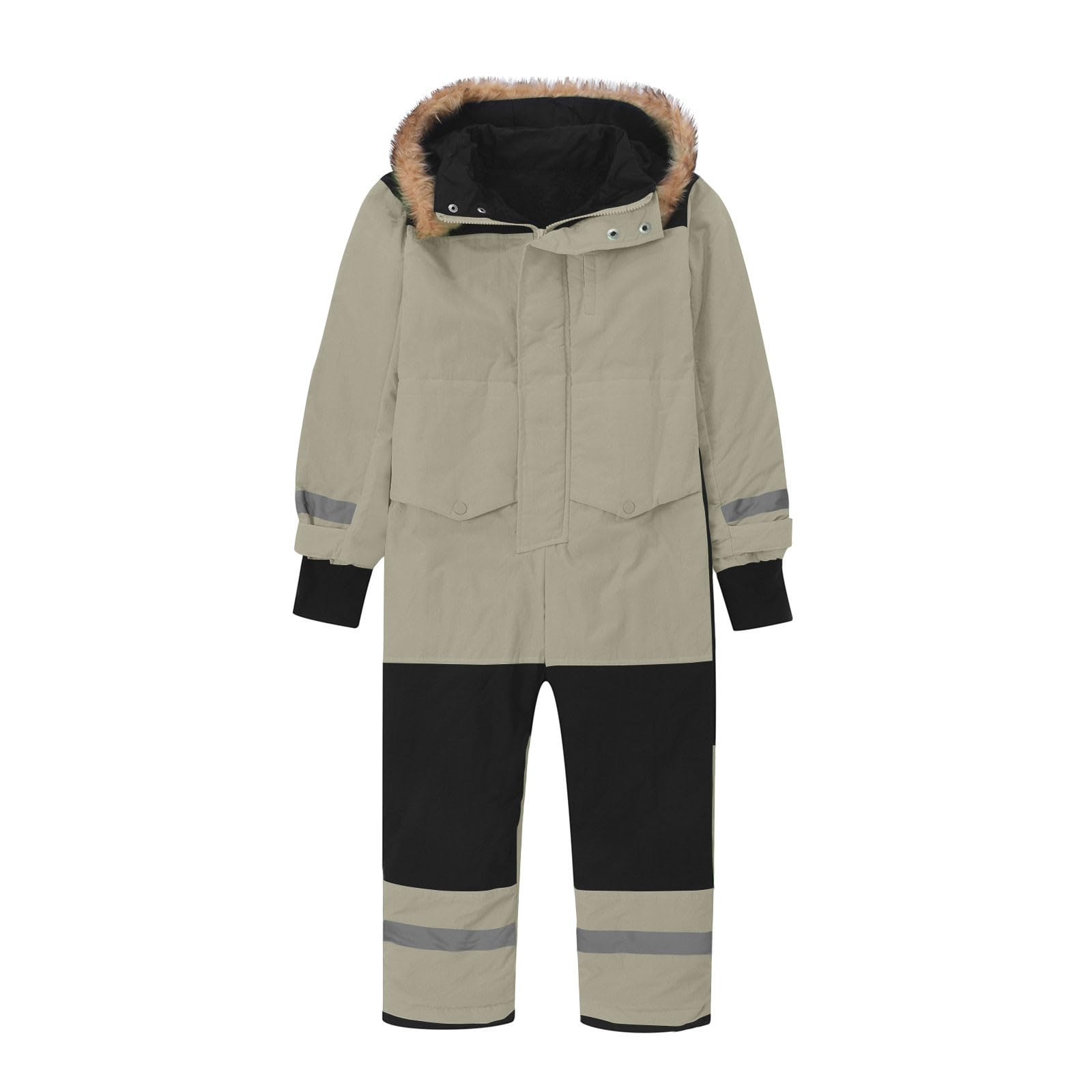 Tuta da neve per bambini, invernale, calda, impermeabile, antivento, in softshell, con cappuccio rimovibile, per ragazzi e ragazze, #05 beige, 10-11 Jahre