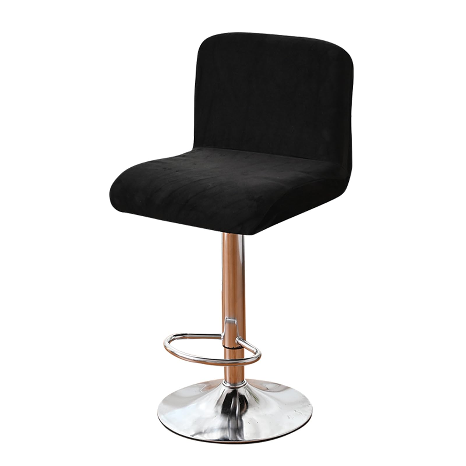 Guyirt Black Bar Stool Cover Velvet, 2 4 6 Pieces Swivel Bar Stools Slipcovers, Washable Slipcover For Short Back Stool Chairs-Set Of 2