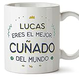 MUGFFINS Tazas Personalizadas para CUÑADO - En Español - Mejor del Mundo - 11 oz / 330 ml - Regalo personalizable original y divertido