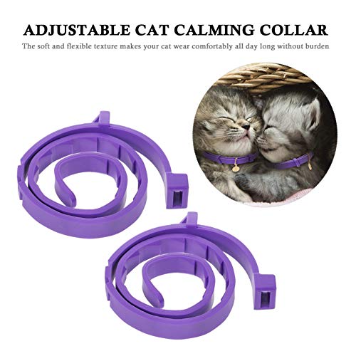 ULTECHNOVO 5Pcs Calmante Acalmar E Relaxar O Seu Gato Coleiras Coleiras para Gatos Ajustável Roxo