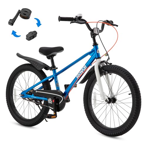 RoyalBaby 20" EZ Kids Bike,2-in-1 Balance to Pedal Training Bike,Tool-Free Crank Conversion,for Boys & Girls Ages 6-10 Years, Blue
