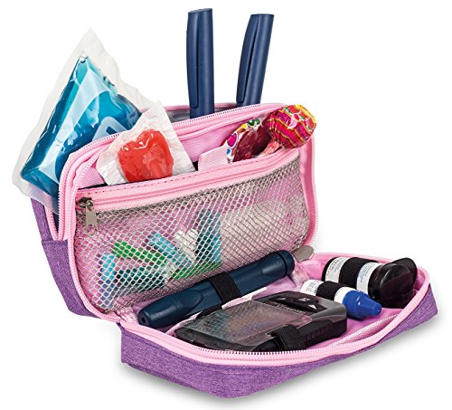 Image of ELITE BAGS Diabetic Isothermal Bag Case | Diabetic Mass | Colour: Purple | for Insulin and Glycometer Feathers