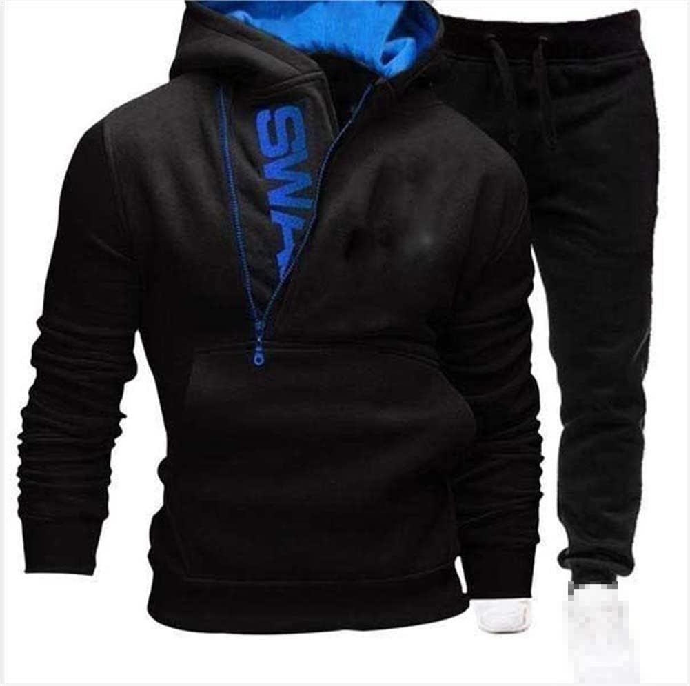 Tracksuit Men 2 Pieces Set Sweatshirt Hooded Sweatpants Sportswear Zipper Jacket