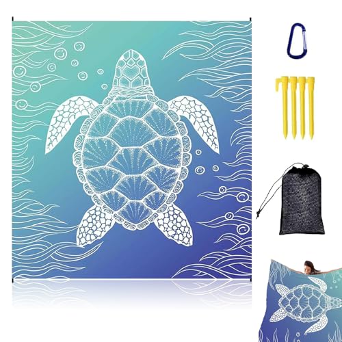 Strandmatte Sandfrei Strandmatte Wasserdicht Picknickdecke XXL 200 x 210 cm 4 Heringe Wasserdicht Sandfest Stranddecke für Strand Wandern Reisen