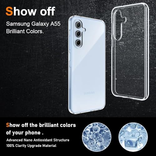 Image of ClearShield Transparent Back Cover for Samsung Galaxy A55 5G, Hybrid PC & TPU Shockproof Design, 360 Degree Protection Crystal Clear Case, Anti-Scratch Armor Mobile Phone Cover