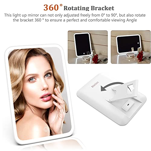Kintion Lighted Makeup Mirror, Portable Usb Rechargeable Vanity Mirror With Lights, 360° Swivel Placement, Touch Screen Brightness Adjustable #TOP2