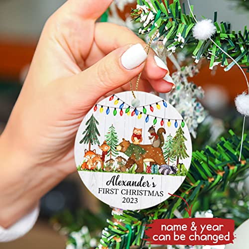 My First Christmas Ornament 2023, Cute Baby First Christmas Forrest Animals Ornament, Personalized Baby's Name Ornament, Custom Baby Shower Holidays Ornament, Baby's 1St Christmas Ornaments For Baby #TOP2