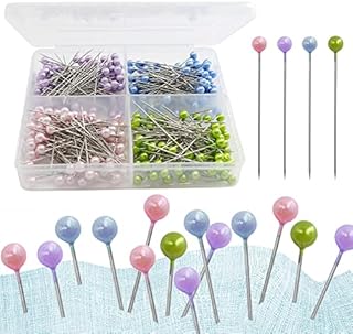 SIYINGSAERY 320 PCS Sewing Pins 38mm Multicolor Head Pins Straight Quilting Pins Dressmaking Pins Fabric Pins Round Pearl Head Pins Pearlized Straight Pins for Dressmaking, Quilting, Jewellery Crafts