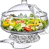 Amazing Abby - Ice Bed - Acrylic 5-Quart Salad Bowl With Built-In Ice Base And Lid, Plastic Clear Serving Bowl With Integrated Servers, Keeping Salad Cold And Fresh For Party, Picnic, Outdoor Dining