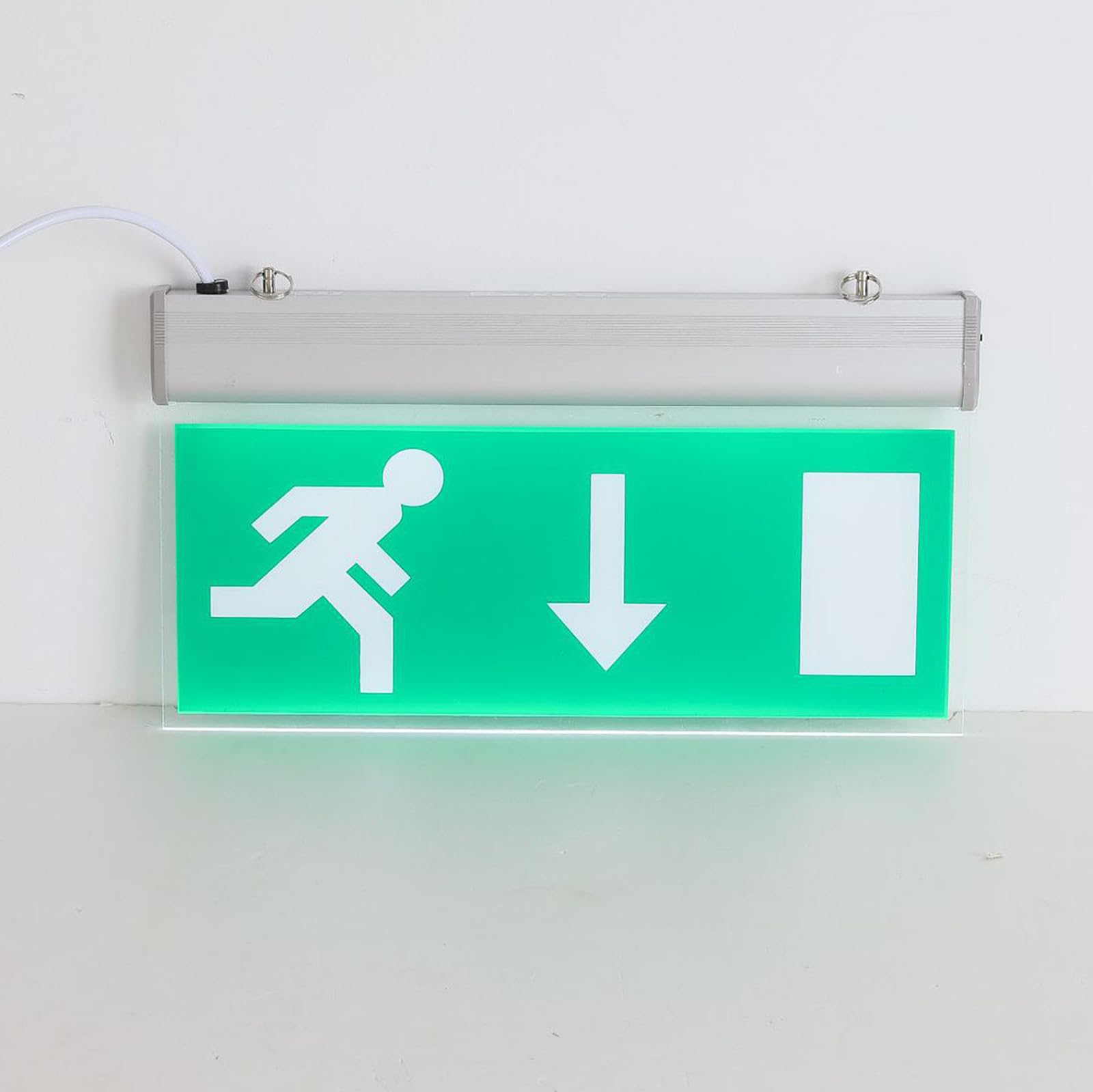 Indicador Salida Emergencia, Señales Salida Emergencia Con Panel Acrílico Doble Cara, 90min Tiempo Iluminación Y Función Alarma Por Voz, Ahorro Energía, Para Escuelas, Hospitales