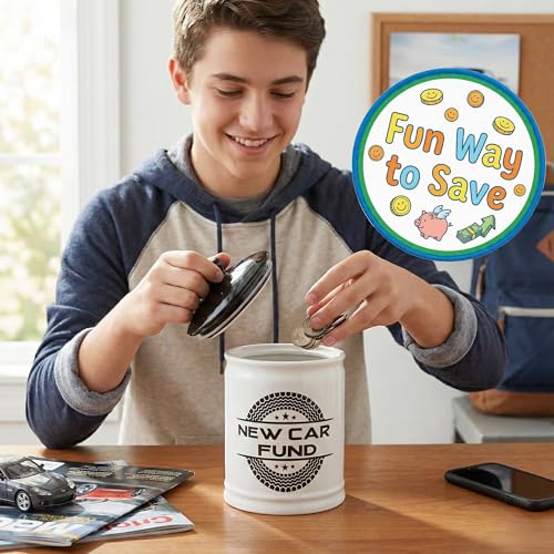 Cottage Creek Jars | New Car Fund Piggy Bank | Car Accessories Ceramic Jar for Office & Home Decor | Gifts for Men, Dad, Teens, Women, Friends, Men Gifts for Father's Day