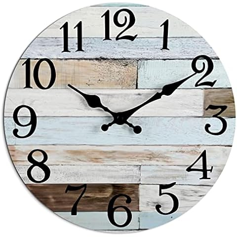 KECYET Wall Clock - 16 Inch Large Silent Non-Ticking Wall Clocks Battery Operated Coastal Country Style Decorative for Living Room, Kitchen, Home,Bathroom, Bedroom, Laundry Room Cover