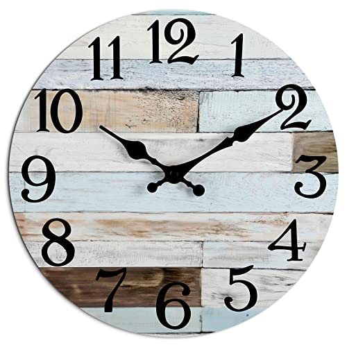Wall Clock – 10 Inch Silent Non-Ticking Wall Clocks Battery Operated Coastal Country Style Decorative for Living Room, Kitchen, Home,Bathroom, Bedroom, Laundry Room