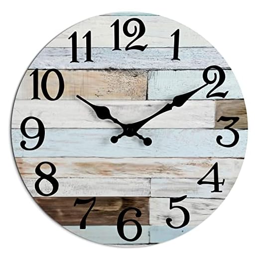 Wall Clock - 10 Inch Silent Non-Ticking Wall Clocks Battery Operated Coastal Country Style Decorative for Living Room, Kitchen, Home,Bathroom, Bedroom, Laundry Room