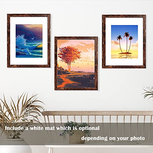 Seseat 11X14 Picture Frame Pack Of 4,Display Pictures 8X10 With Mat Or 11X14 Without Mat,Wall Mounting Photo Frame, Rustic Brown #TOP1