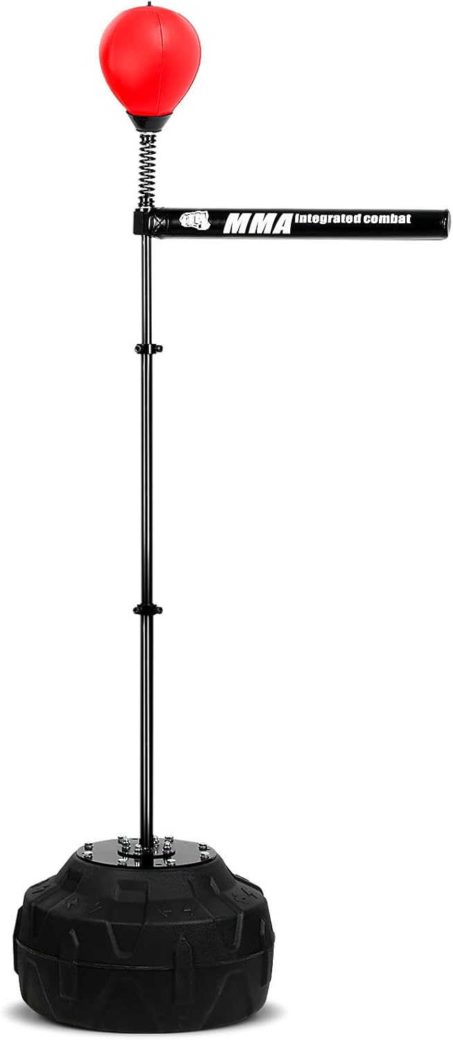 360°Spinning Bar Boxing Red Speed Trainer Free Standing Punching Bag Adjustable Height Ideal for Adults and Youth Enhance Reflexes and Boxing Skills - Image 2