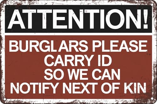 ���� ���� Please Carry Id So We Can Notify Next of Kin No Trespassing ���B���e�[�W ���^�� ���g�� �u���L�Ŕ� �|�X�^�[ �v���[�N �Ǒ��� �z�[�� �� �h�A �o�[ �p�u �_�Ɨp 12x8�C���`