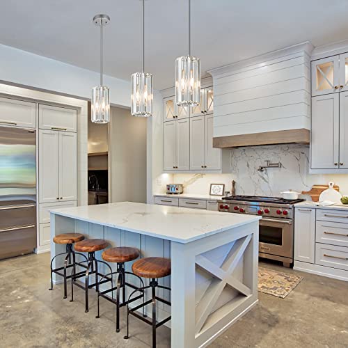 Image of Chrome Pendant Lighting Modern Pendant Light Mini Crystal Chandeliers Adjustable Pendant Light Fixture for Kitchen Island Dinning Room Corridor Bedroom(Chorme 2-Pack)