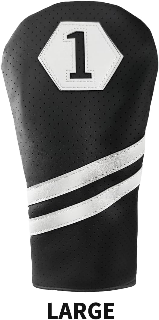 Scott Edward 1/3 Pcs Golf Club Covers, PU Big Number 1 3 5 Golf Headcovers for Driver Fairway and Hybrid Wood Fit Most Brand, Black White Green