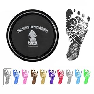 Baby Hand and Footprint Kit by Forever Fun Times | Get Hundreds of Detailed Prints with One Baby Safe Ink Pad | Easy to Clean, and Works with Any Paper or Card | Clean and Safe (Big Black)