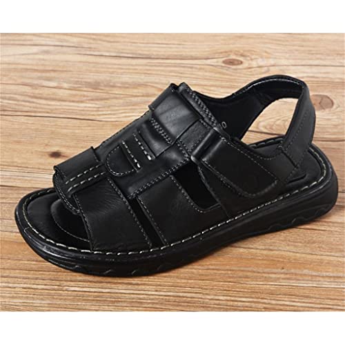 Mens Slippers Genuine Leather Sandals Outdoor Casual Men Leather Sandals for Beach Shoes Hollow aerated Shoes(42)2