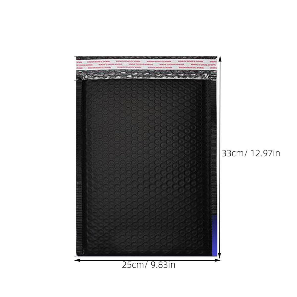 Paquet de Livraison Antichoc Noirs 25 Pièces 33 X 25 CM, Enveloppes à Bulles Auto-Adhésives Étanches pour Envoi Colis et Stockage Polyvalent