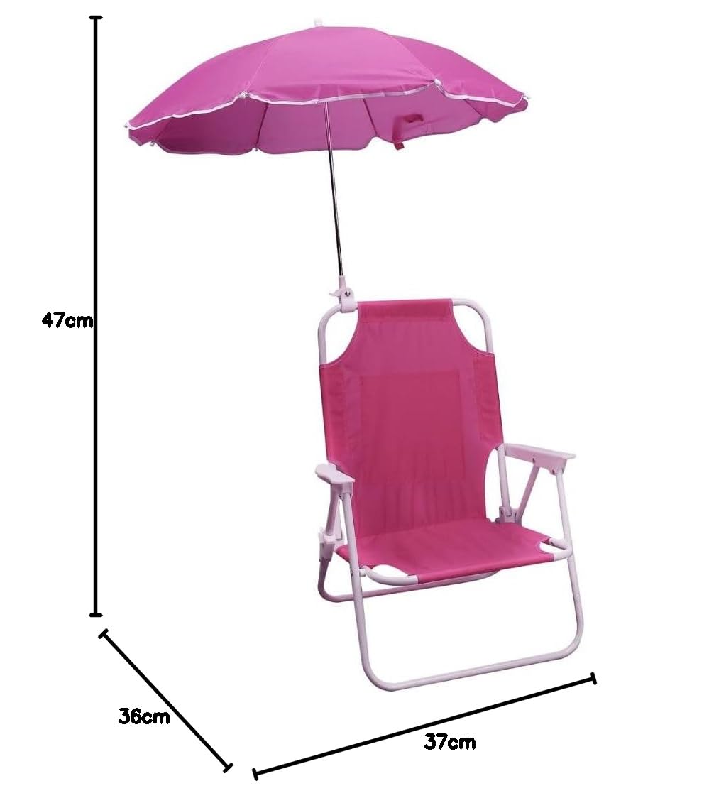 Sedia con Ombrellone Sediolina Portatile per Bambini Pieghevole Relax Mare Spiaggia Giardino Protezione Raggi Solari Rosa