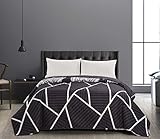 [page_title]-DecoKing 40942 Tagesdecke 170x210 cm Graphit weiß Bettüberwurf zweiseitig Steppung pflegeleicht geometrisches Muster grau Stahl anthrazit Home