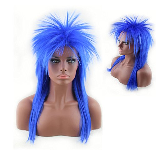 TopWigy Women's 80's to the Max Spiky Rocker Wig Rock Star Blue Spiked Wig Cosplay Hair