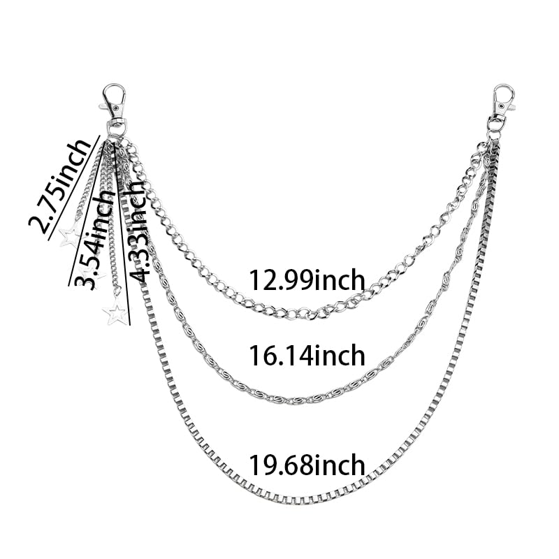 Kilener Jean Pants Chain Y2k Star Waist Chain Goth Multi Layer Chain Belts for Women Men Trousers Skirt Chain Pocket Chain Punk Waist Chain Belt Hip Hop Body Accessories for Women2